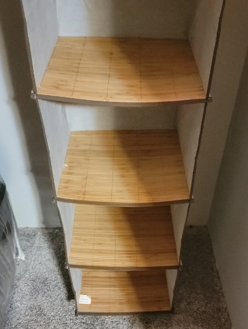 6 Shelf Hanging Closet Shelf Organizer - Beige with Bamboo Shelves